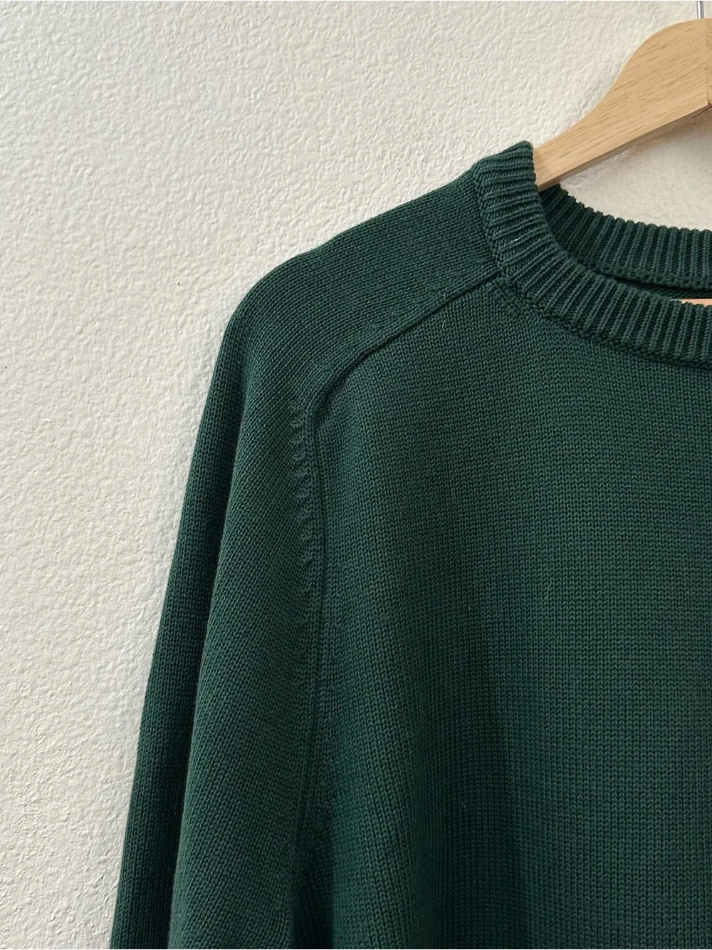 J Crew Heritage Cotton Crewneck Sweater Green Size Large